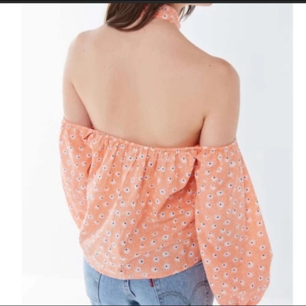 NWOT Urban Outfitters size Small Josie halter top cotton cold shoulder - Picture 3 of 9